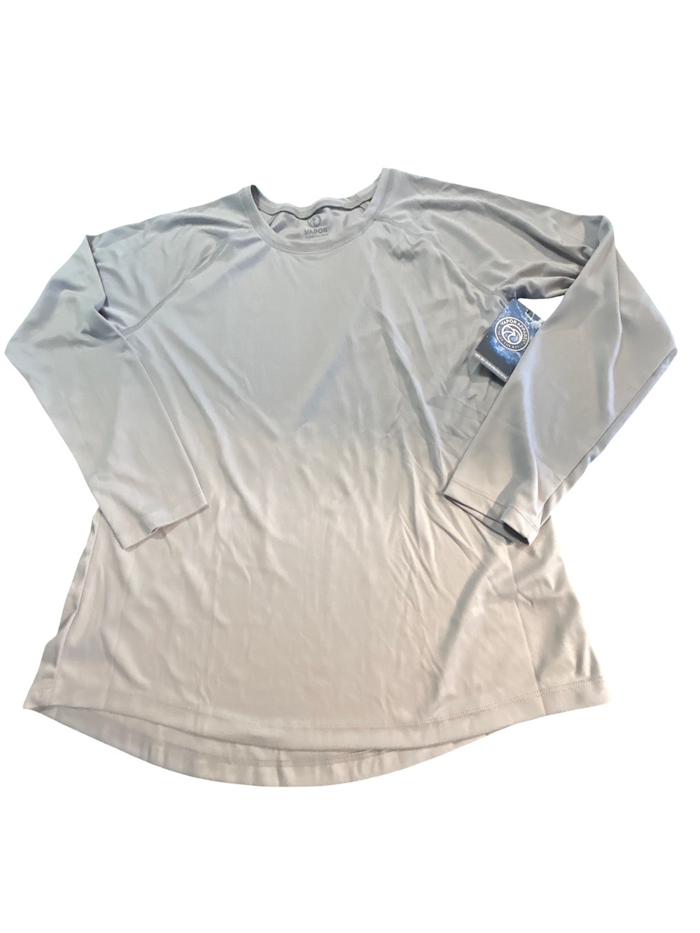 Vapor Apparel Solar Bloc UPF 50+ Long Sleeve Sun Shirt Light Gray L NWT